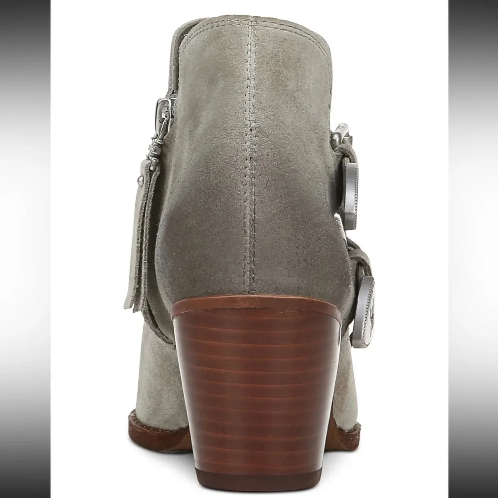 Sam Edelman western booties Windsor‎ sea foam suede oiled front look Sz 10 W